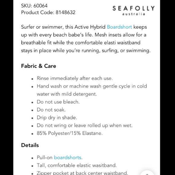 🌊Seafolly Australia🌊 Active Hybrid Board Shorts - Picture 7 of 16